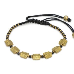 Bracelet ajustable en perles et laiton doré