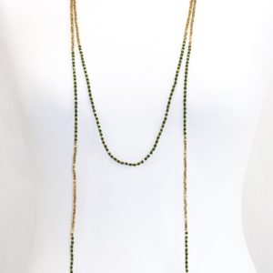 Sautoir perles vertes et dorées de la marque française Nataraj