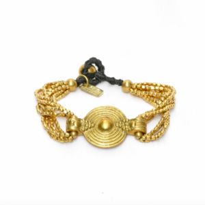 Bracelet en laiton et bronze avec pièce centrale à spirale odissa