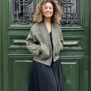 veste en gaze de coton panthère kaki
