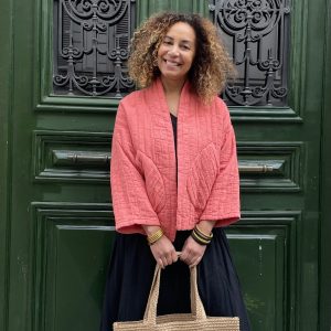 Veste en gaze de coton rose corail