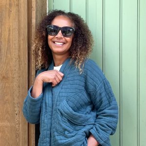 Veste-kimono bleu canard-Mukasa