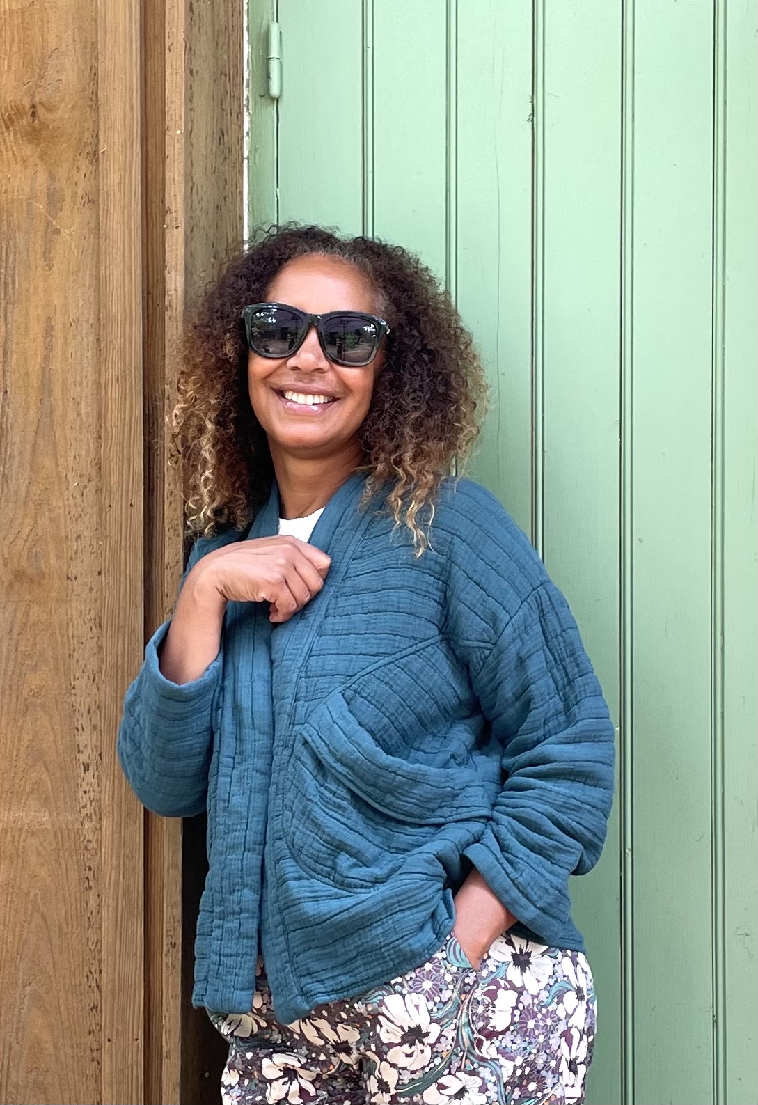 Veste-kimono bleu canard-Mukasa