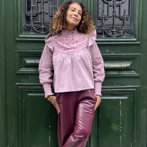 blouse brodée en velours milleraies-johanna Paris