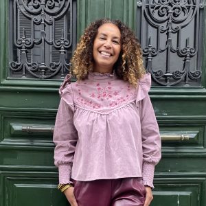 Blouse velours milleraies brodée parme-Mukasa