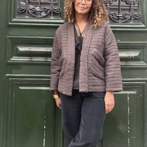 Veste-kimono en gaze de coton chocolat-Mukasa