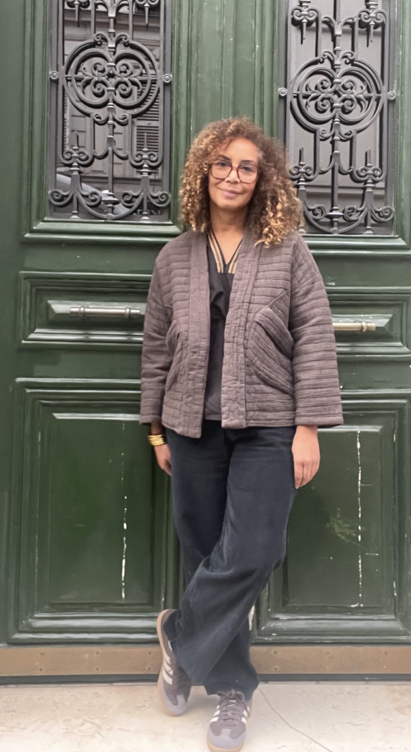 Veste-kimono en gaze de coton chocolat-Mukasa