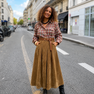 Jupe longue velours avec ceinture-Johanna Paris-Mukasa