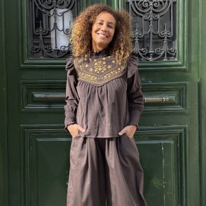 pantalon large en grosse toile de coton-Mukasa