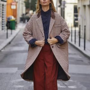 Manteau pied de poule brique-Mukasa