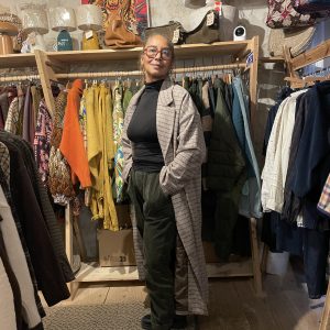 Manteau oversize à carreaux beige-Mukasa