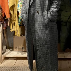 Manteaux long gris à carreaux-Mukasa