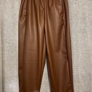 pantalon magique simili cuir camel-Mukasa