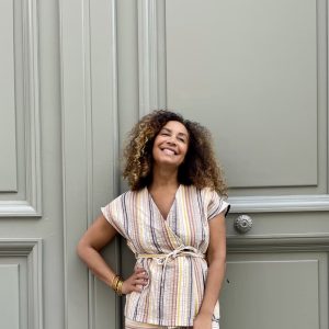 Veste cache-coeur à rayures-Mukasa