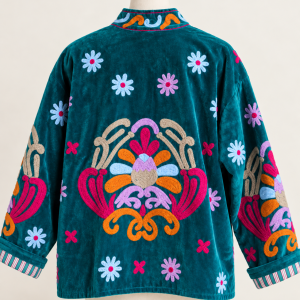 Veste suzani bleu canard de dos png