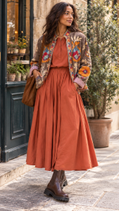 Veste brodée taupe- Mukasa